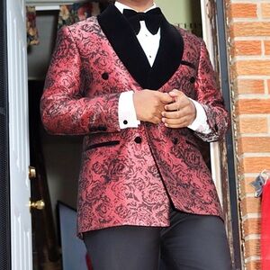 Double breasted wool and Suede Jacket